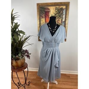 HY Women's Wedding Dress 10 Light Blue Chiffon Ruched Waist Whimsical Romantic